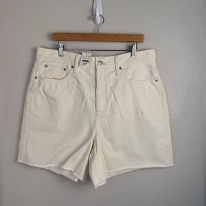 Women's J.Crew Factory Ecru high-rise relaxed denim short canvas wash 33